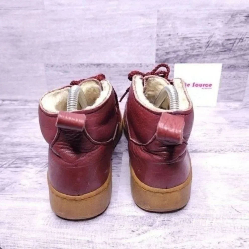 Bates Floaters Leather Chukka Lace Up Fleece Line Winter Boot Red Men's sz 8.5